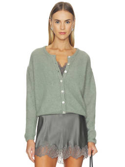 American Vintage - Vitow Women's Button-Up Ribbed Hem Cardigan Green