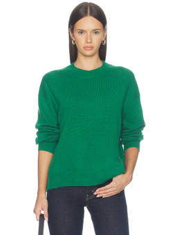 ANINE BING - Lee Crew Women's Ribbed Trim Cashmere Sweater Green