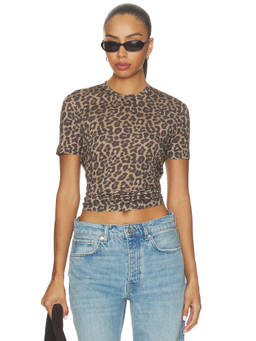 ANINE BING - Sylvie Women's Leopard Print Crop Top Brown