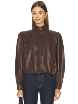 ASTR the Label - Estero Women's Faux Leather Button Front Jacket Brown