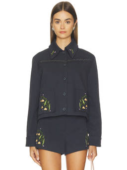 ASTR the Label - Jalen Women's Embroidered Twill Jacket Black