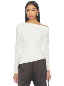 ASTR the Label - Miah Women's One Shoulder Lace Top White