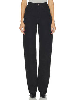 Altuzarra - Suede Women's Mid-Waist Straight-Leg Trousers Black