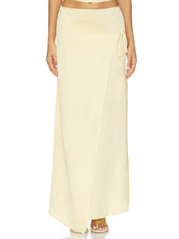 Aya Muse - Bela Women's Satin Wrap Maxi Skirt Yellow
