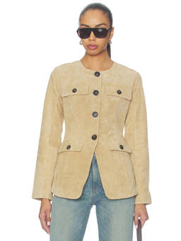 BLANKNYC - Women's Cut-Out Leather Jacket Beige