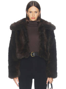 BLANKNYC - Faux Fur Women's Cropped Hook and Eye Jacket Brown