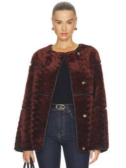 BLANKNYC - Women's Faux Fur Button Front Jacket Brown