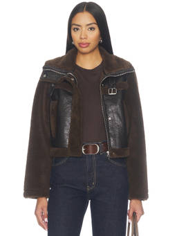 BLANKNYC - Faux Fur Women's Cropped Funnel Neck Jacket Black