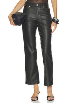 BLANKNYC - Faux Leather Croc-Embossed Women's Mid-Waist Skinny Trousers Black