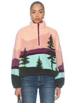 BEACH RIOT - Leona Women's Sherpa Faux Fur Zip Jacket Multi-Color