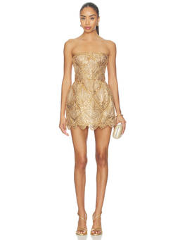 Bronx and Banco - Giselle Women's Strapless Sequined Organza Mini Dress Gold