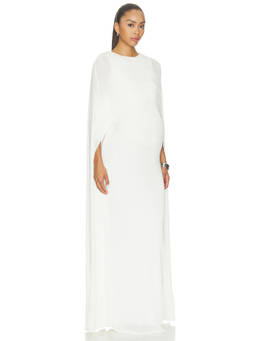 BUMPSUIT - Aubrey Women's Cape Sleeve Draped Gown White