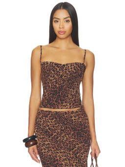 Bella Venice - Sadie Women's Leopard Print Chiffon Strap Tank Top Brown
