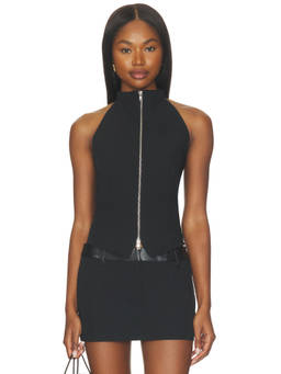 BY.DYLN - Penny Women's Sleeveless High Neck Zip Tank Top Black