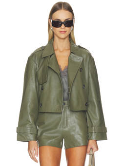 CAMI NYC - Saskia Women's Double Breasted Lamb Leather Jacket Olive