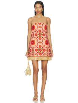 Cara Cara - Valencia Women's Printed Strap Mini Dress Peach