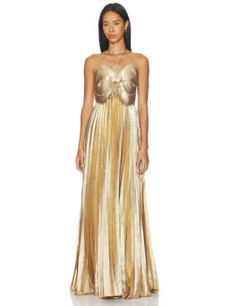 Acler - Pullford Women's Halter Neck Pleated Maxi Dress Gold