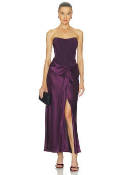 Acler - Lamette Women's Strapless Boned Bodice Maxi Dress Purple