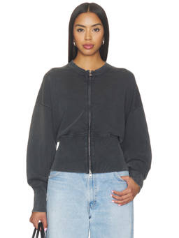 CLOSED - Zipped Women's Front Zip Knit Cardigan Charcoal