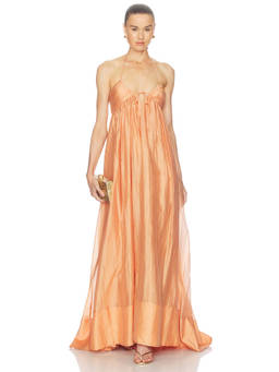 Camila Coelho - Anastacia Women's Halter Neck Chiffon Maxi Dress Peach