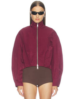 Camila Coelho - Ripstop Women's Cropped Zip-Up Jacket Burgundy