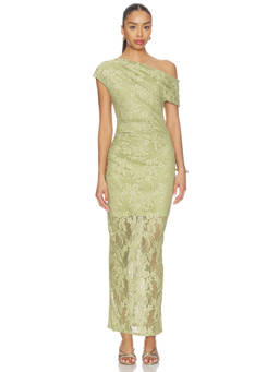 Curaae by Elliatt - Fiorella Women's Off-Shoulder Lace Maxi Dress Green