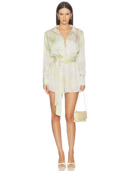 Curaae by Elliatt - Lova Women's Button-Down Tie-Waist Playsuit Multi-Color