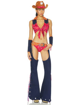 Dolls Kill - It's My Rodeo Women's Printed Tie-Up Co-ord Set Multi-Color