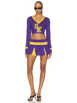 Dolls Kill - Bite The Boyfriend Women's V-Neck Pleated Skirt Set Purple