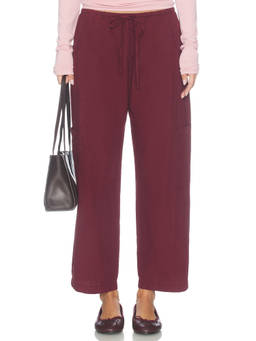 DONNI. - Pop Drawstring Women's Relaxed Cargo Pants Burgundy