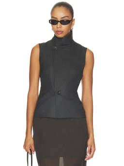 Enza Costa - Suiting Women's Sleeveless High Neck Vest Black