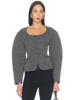 ET OCHS - Suiting Women's Cinched Waist Tweed Blazer Grey