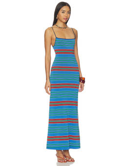 FAITHFULL THE BRAND - Lucy Women's Striped Adjustable Strap Maxi Dress Blue