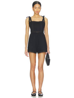 FAITHFULL THE BRAND - Emilia Women's Tie-Up Strap Pintuck Playsuit Black