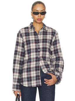 Favorite Daughter - Boyfriend Women's Checked Flannel Button-Down Shirt Multi-Color