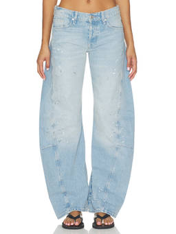 Free People - Fable Twisted Seam Women's Distressed Wide Jeans Blue
