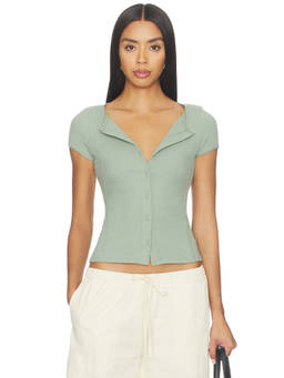 Free People - Most Wanted Women's Ribbed Button-Up Cardigan Green