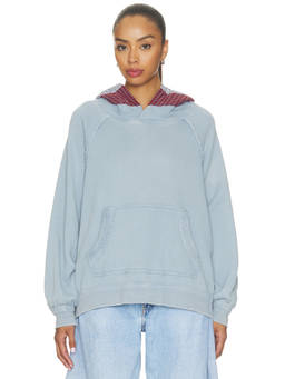 Free People - We The Free Women's French Terry Hooded Pullover Hoodie Blue