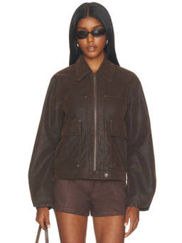 Free People - We The Free Women's Faux Suede Zippered Jacket Brown