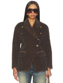 Free People - August Velvet Women's Corduroy Button Front Jacket Brown