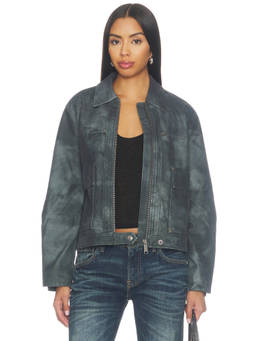 Free People - We The Free Blair Women's Faux Suede Zip Jacket Blue