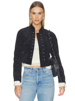 Free People - Cloud Nine Women's Corduroy Hook & Loop Cropped Blazer Black