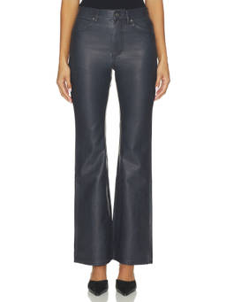 Free People - Double Knot Women's High-Waist Flared Faux Leather Trousers Black