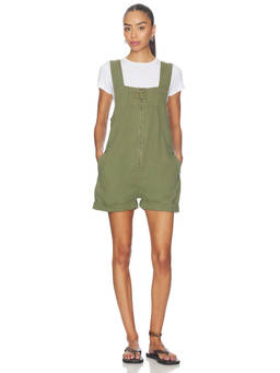 Free People - We The Free Women's Cotton Front Zip Short Playsuit Green