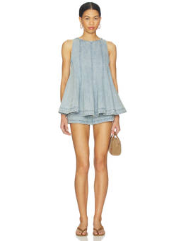 Free People - Cassius Denim Women's Sleeveless Short Set Blue