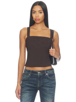 Free People - Dani Women's Sleeveless Square Neck Corset Top Brown