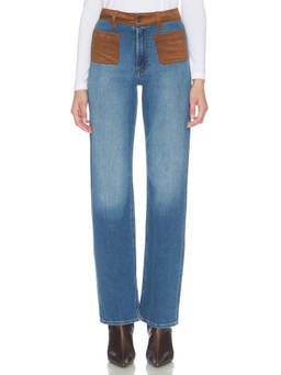 Good American - Soft Tech Women's Mid-Waist Stretch Straight-Leg Jeans Blue