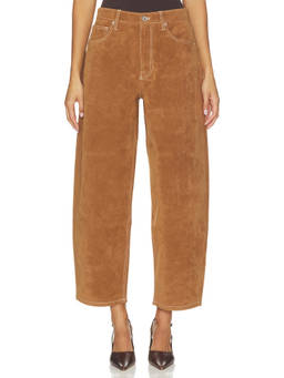Good American - Better Than Suede Women's Mid-Waist Barrel Ankle Trousers Brown
