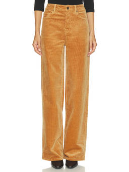 Good American - Vintage Wide Leg Women's Mid-Waist Corduroy Wide Trousers Brown