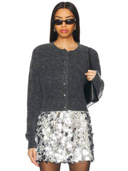 Gestuz - Debbie Short Women's Button-Up Ribbed Trim Cardigan Grey